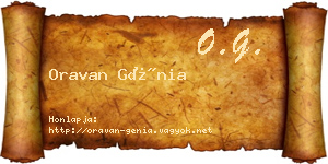 Oravan Génia névjegykártya